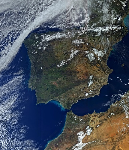 Sentinel 3A satellite images March 2016: Spain, Portugal, Gibraltar, North Africa