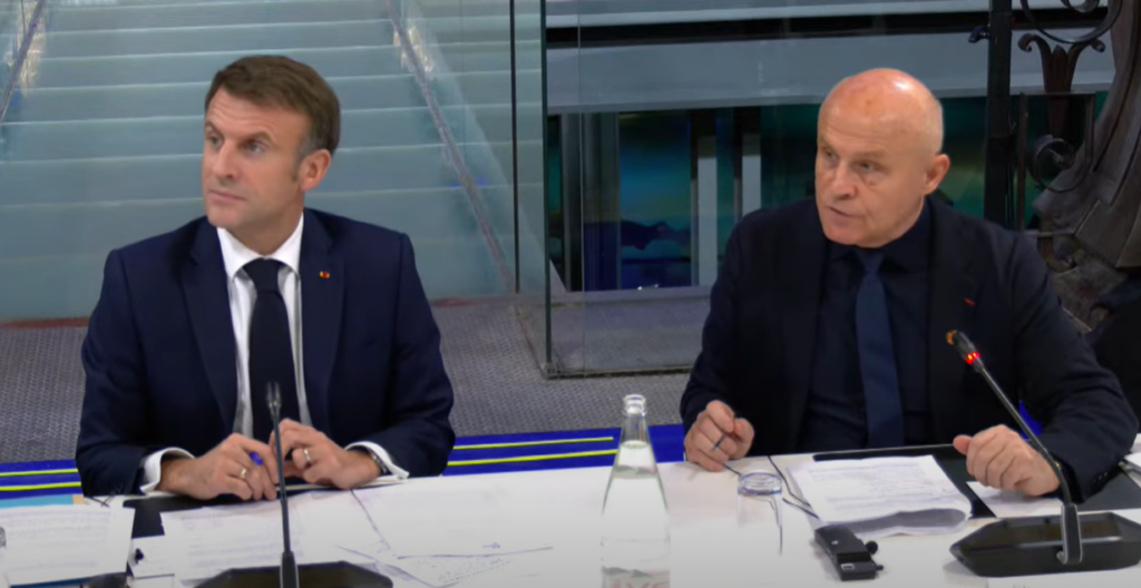 Emmanuel Macron et Olivier Poivre d'Arvor au One Planet Polar Summit