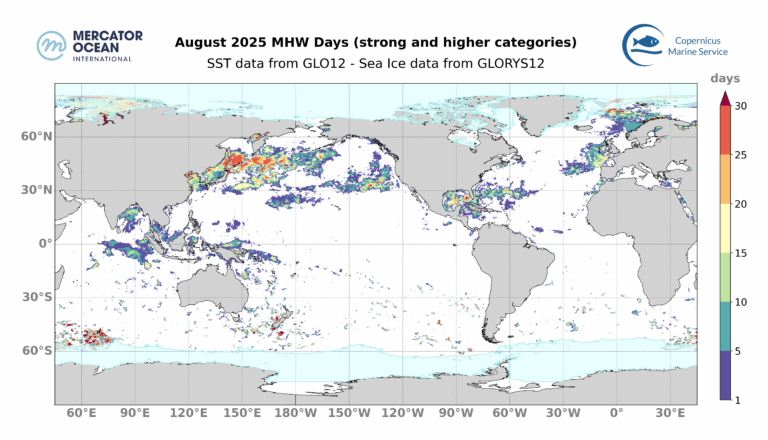 August 2025 Marine Heatwave Days