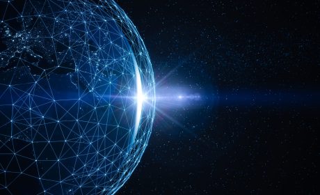 Global Technology And Communication Network (World Map Credits To NASA)